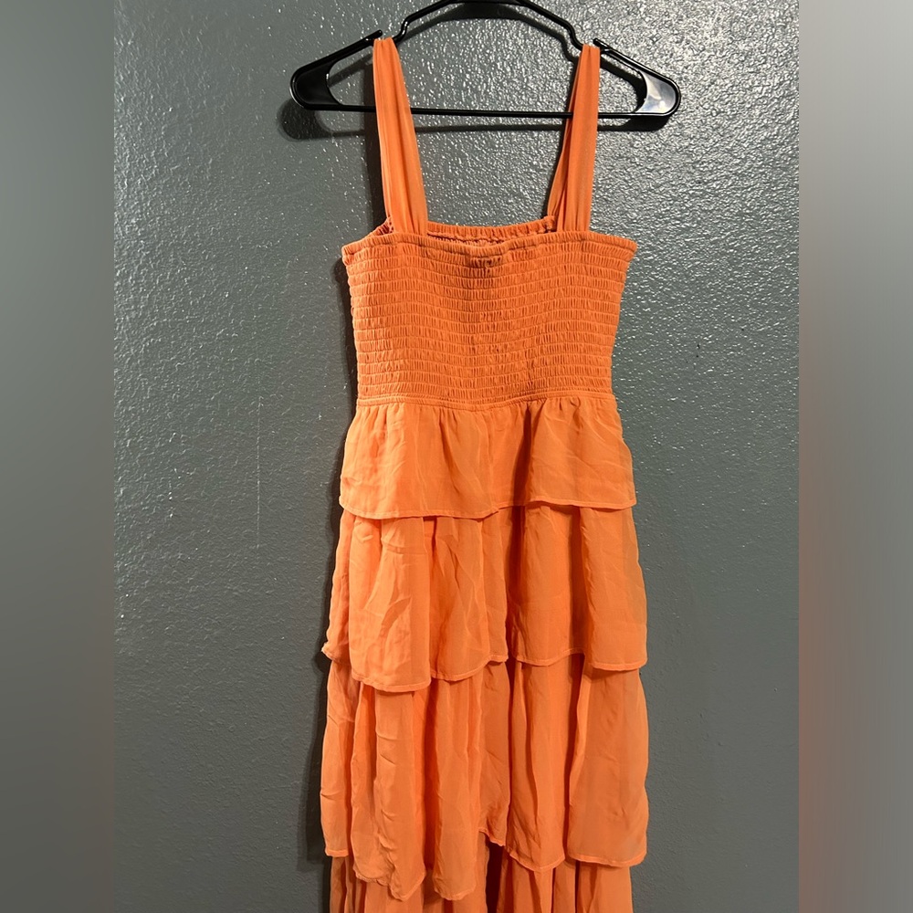 Worn once. And Now This -orange sorbet ruffled dress.